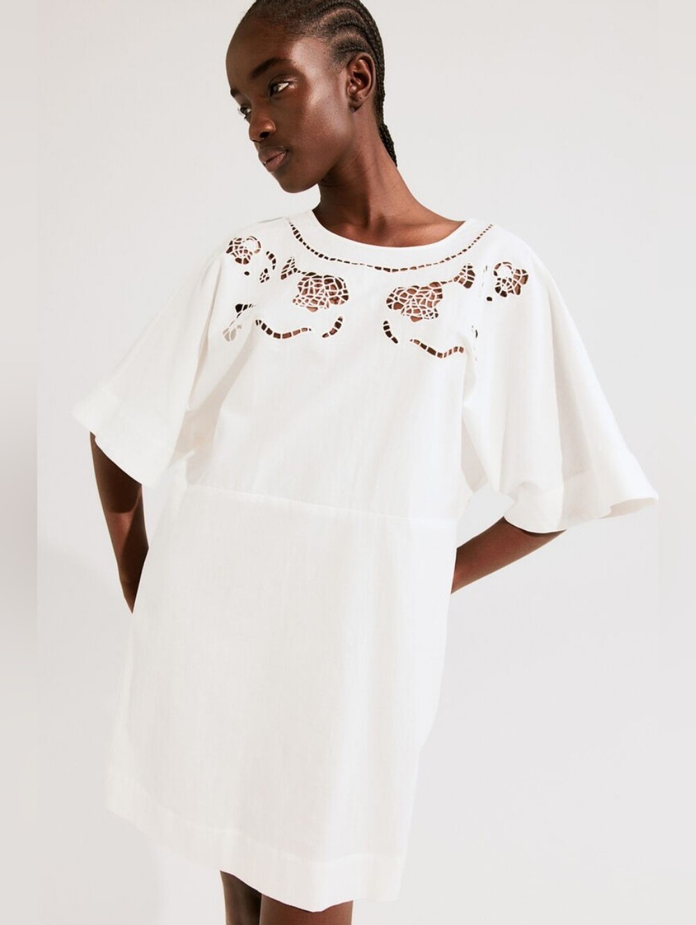 H&M Linen-blend broderie anglaise dress